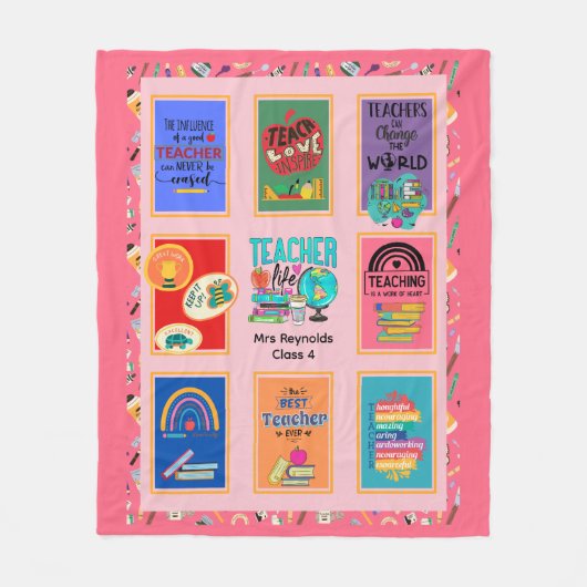 先生ギフト引用文おもしろい感謝の退職 フリースブランケット (正面)