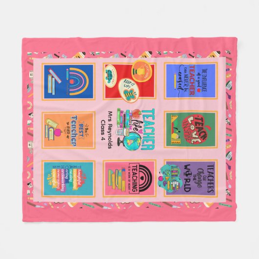 先生ギフト引用文おもしろい感謝の退職 フリースブランケット (正面(横))