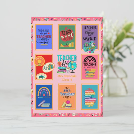 先生ギフト引用文おもしろい感謝の退職 招待状 (スタンド正面)