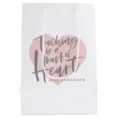 先生ギフト愛ハート ミディアムペーパーバッグ (裏面)