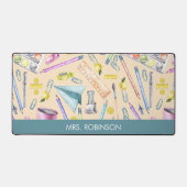 先生ギフト水の色パターンパーソナライズされた デスクマット (正面)