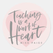 先生ギフト水彩ハート ラウンドシール (正面)