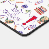 先生ギフト水彩学校給料台本の名前 デスクマット (コーナー)