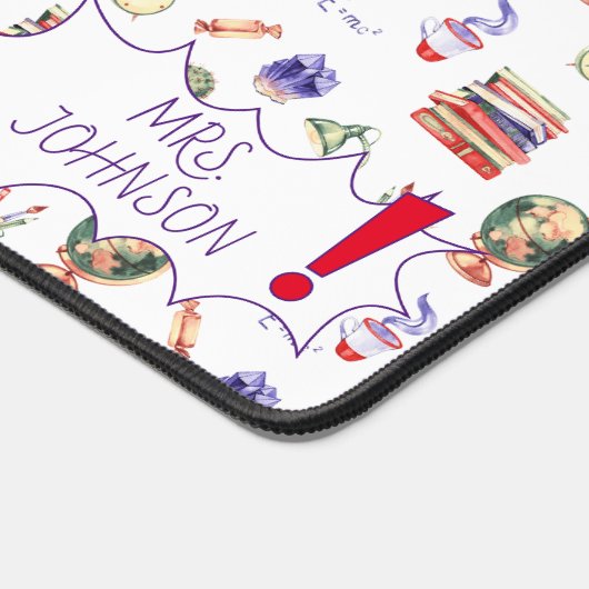 先生ギフト水彩学校給料台本の名前 デスクマット (コーナー)