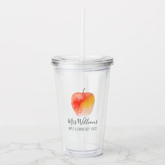 先生ギフト用水彩アップパーソナライズされたル名 アクリルタンブラー (正面)