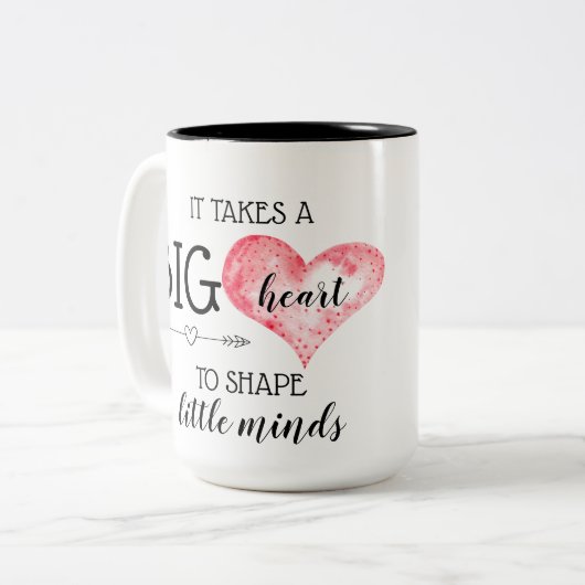 先生ギフト |ビッグハート引用文カスタム ツートーンマグカップ (正面左)