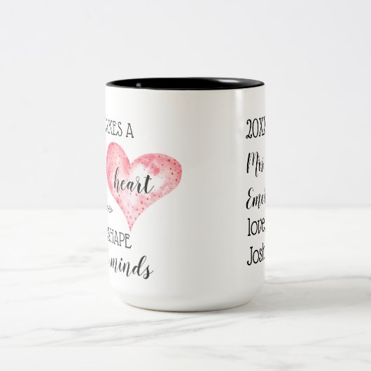 先生ギフト |ビッグハート引用文カスタム ツートーンマグカップ (中央)
