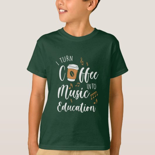 先生ギフトIコーヒーを音楽教育に Tシャツ (正面)
