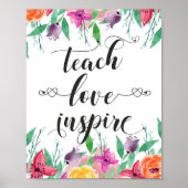 先生ギフ教えトラヴ引用文フローラ文字 ポスター (正面)