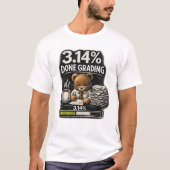 先生クマが試験の答案を採点する Tシャツ (正面)