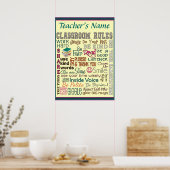 先生クラスのルーム規則の追加カスタマイズ名 ポスター (キッチン)