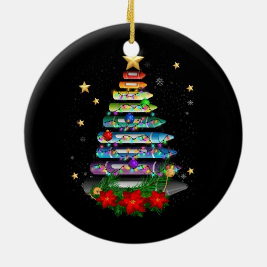 先生クリスマスクレヨンツリーライトデコレーションストゥ セラミックオーナメント (裏面)