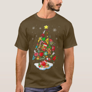 先生クリスマスツリースクール用品マッチングPa Tシャツ