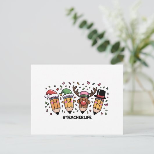 先生クリスマスペンシル先生ライフメリークリスマス シーズンポストカード (スタンド正面)