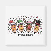 先生クリスマスペンシル先生ライフメリークリスマス マグネット (正面)