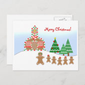 先生クリスマスポストカード – ジンジャーブレッドシーン シーズンポストカード (正面/裏面)