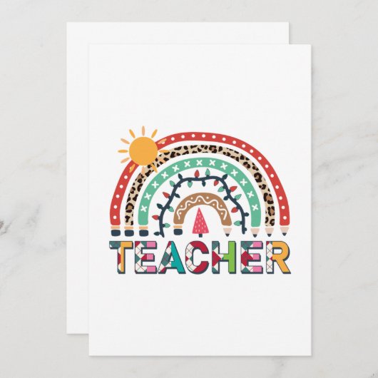 先生クリスマスレインボーライトクリスマス サンキューカード (正面/裏面)