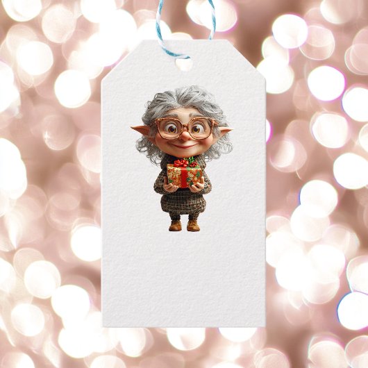 先生クリスマス小妖精や小人ホワイトギフトラベル ギフトタグ