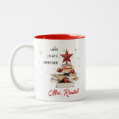 先生クリスマス感動的引用文マグカップ ツートーンマグカップ (左)