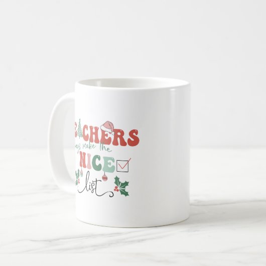 先生クリスマス・マグカップはいつも素敵なリストを作る コーヒーマグカップ (正面左)