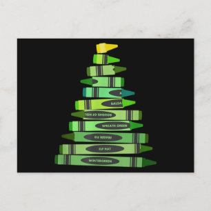 先生クリスマスGIFクレヨンツリー ポストカード