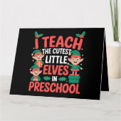 先生クリスマスI教えキュスト小妖精や小人幼稚園 カード (正面)