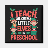 先生クリスマスI教えキュスト小妖精や小人幼稚園 マグネット (正面)