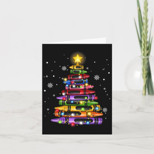 先生クレヨンクリスマスツリーライツズ生徒学校 カード (正面)
