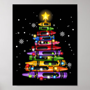 先生クレヨンクリスマスツリーライツズ生徒学校 ポスター