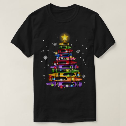 先生クレヨンクリスマスツリーライツズ生徒学校 Tシャツ (デザイン正面)