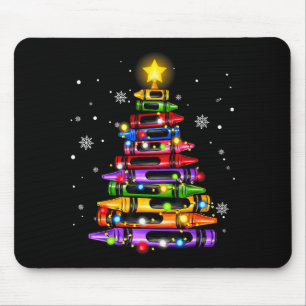 先生クレヨンクリスマスツリーライト生徒学校 マウスパッド