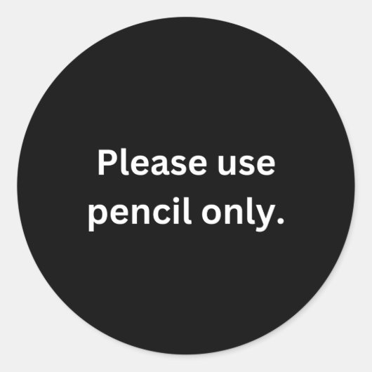 先生グレーディングステッカー – 黒の上に白 ラウンドシール (正面)