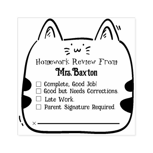 先生グレーディングラバースタンプかわいい猫の宿題 ラバースタンプ (インプリント)