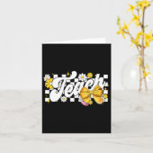 先生コケッティーお辞儀教師感謝バックトゥー カード (黄色い花)