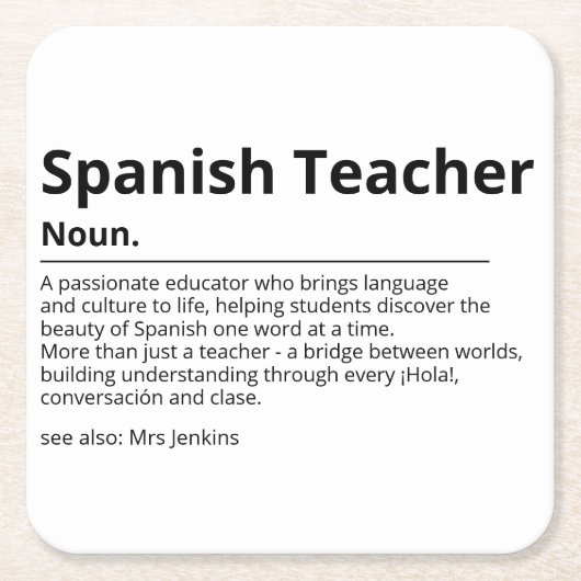 先生コースタースペインのギフト | 言語先生Ap スクエアペーパーコースター (正面)