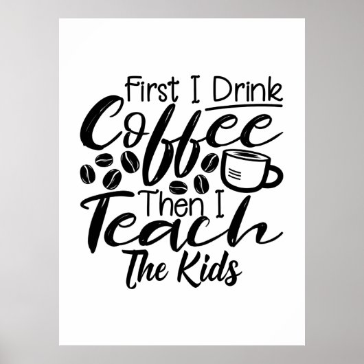 先生コーヒーと教え子供を飲む ポスター (正面)