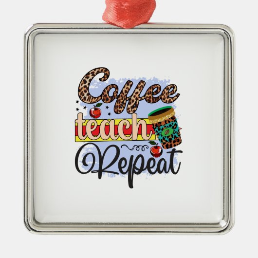先生コーヒ教えーリピート メタルオーナメント (正面)