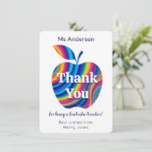 先生サンキューカラフルアップルパーソナライズされた シーズンカード (スタンド正面)