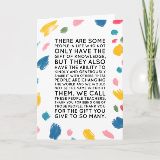 先生サンキューカードユニーク- カラフル カード (正面)