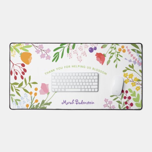 先生サンキューモダンフローラパーソナライズされた デスクマット (キーボード&マウス)