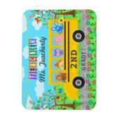 先生サンキューユー名前をカスタムする |かわいいバスの動物 マグネット (縦)