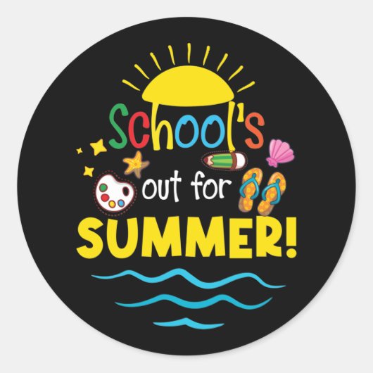 先生シャツ学校の夏の終わり ラウンドシール (正面)