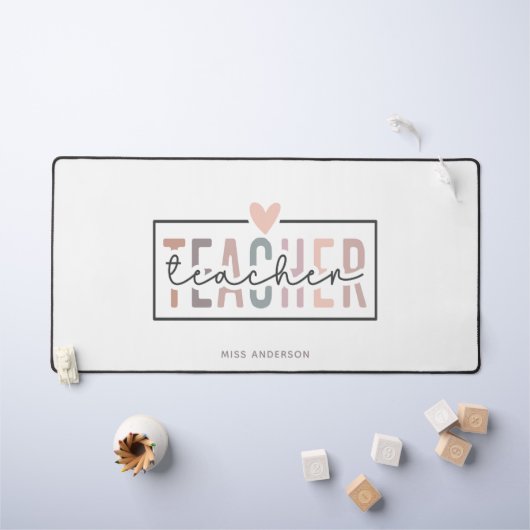 先生スクリプトタイポグラフィモダンパーソナライズされた名 デスクマット (キッズテーブル)