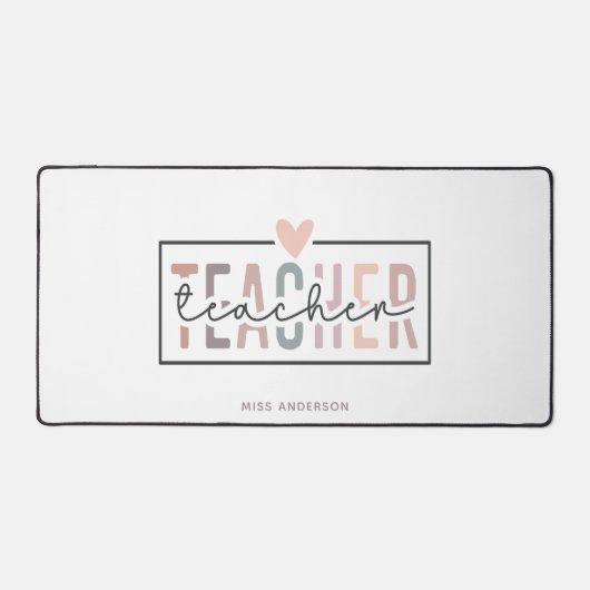 先生スクリプトタイポグラフィモダンパーソナライズされた名 デスクマット (正面)