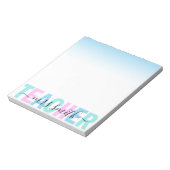 先生スクリプト名ピンクパープルアクアグラデーションカラー ノートパッド (回転)