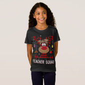 先生スクワッドクリスマスおもしろいトナカイ先生Xma Tシャツ (正面フル)