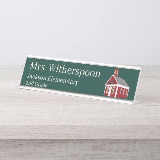 先生スクールハウスシャルボードカラー名プレート デスクネームプレート (正面)