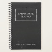 先生スクール名素朴フェイクシャルボードブラック プランナー手帳 (正面)