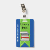 先生スクール図書室ホールパスバッジ バッジ (クリップ付き裏面)