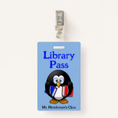 先生スクール図書室ホールパスバッジ バッジ (正面クリップ)